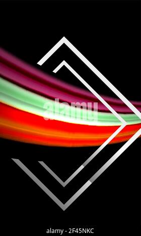 I colori fluidi arcobaleno ondano e la forma geometrica metallica. I colori fluidi arcobaleno ondano e la forma geometrica metallica. Illustrazione artistica per presentazione, sfondo dell'applicazione, banner o poster Illustrazione Vettoriale