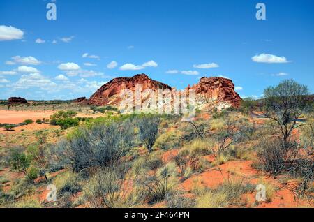 Australia, formazione di roccia in Rainbow valley national park nel Territorio del Nord Foto Stock