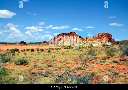 Australia, formazione di roccia in Rainbow valley national park nel Territorio del Nord Foto Stock