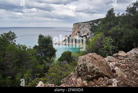 Cala Luna, bellissima spiaggia a Cala Gonone, Dorgali, Nuoro, Sardegna, Italia Foto Stock