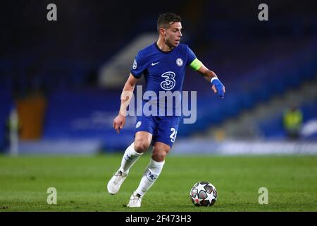 Cesar Azpilicueta di Chelsea - Chelsea v Atletico Madrid, UEFA Champions League - Round of 16 Second leg, Stamford Bridge, Londra, UK - 17 marzo 2021 solo per uso editoriale Foto Stock