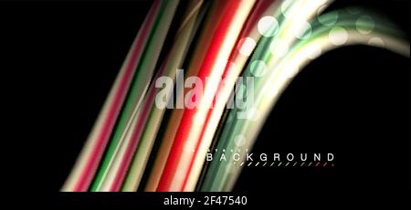Linee d'onda multicolore su sfondo nero. Linee d'onda multicolore su disegno vettoriale di sfondo nero Illustrazione Vettoriale