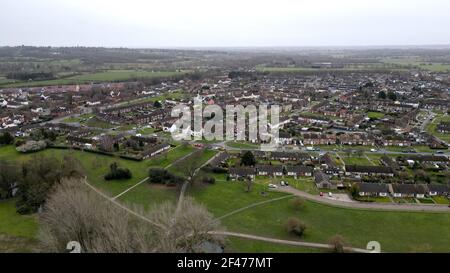 Witham Essex case e centro città immagine aerea Foto Stock