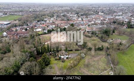 Witham Essex case e centro città immagine aerea Foto Stock