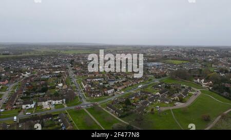 Witham Essex case e centro città immagine aerea Foto Stock