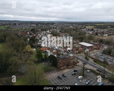 Ongar Essex immagine aerea città High Street UK Foto Stock