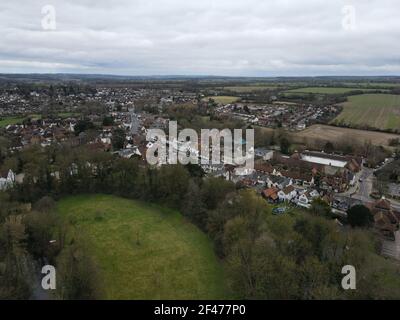 Ongar Essex immagine aerea città High Street UK Foto Stock