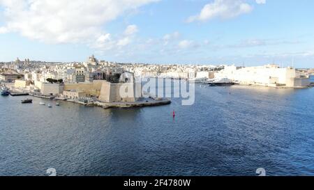 Immagine aerea di Fort St. Angelo Malta Grand Harbour Foto Stock