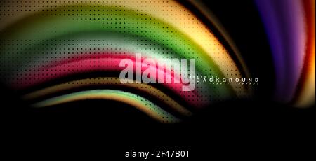 Linee d'onda multicolore su sfondo nero. Linee d'onda multicolore su disegno vettoriale di sfondo nero Illustrazione Vettoriale