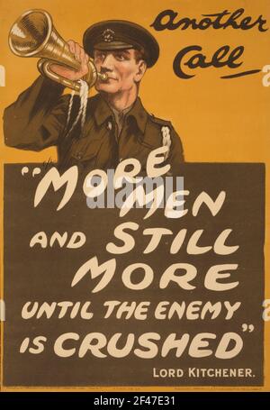 Un poster di reclutamento della prima guerra mondiale che dice un'altra chiamata firmata Di Lord Kitchener Foto Stock