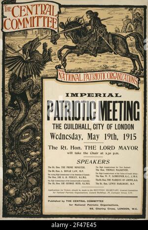 Un poster del 1915 per il Comitato Centrale del Nazionale Organizzazioni patriottiche Foto Stock