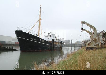 GRIMSBY, INGHILTERRA - 19 marzo: Una visione generale della nave museo Ross Tiger, attualmente chiusa a causa della pandemia del Covid-19. 19 Marzo 2021 a Grimsby, Inghilterra. (Foto di Ashley Allen/Alamy Live News) Foto Stock