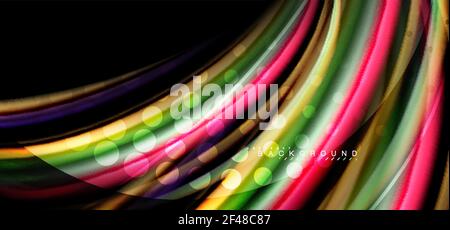 Linee d'onda multicolore su sfondo nero. Linee d'onda multicolore su disegno vettoriale di sfondo nero Illustrazione Vettoriale