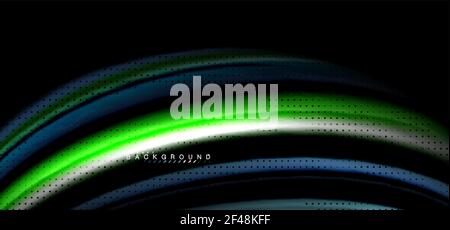 Linee d'onda multicolore su sfondo nero. Linee d'onda multicolore su disegno vettoriale di sfondo nero Illustrazione Vettoriale