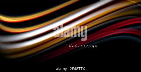 Linee d'onda multicolore su sfondo nero. Linee d'onda multicolore su disegno vettoriale di sfondo nero Illustrazione Vettoriale
