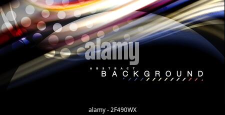 Linee d'onda multicolore su sfondo nero. Linee d'onda multicolore su disegno vettoriale di sfondo nero Illustrazione Vettoriale