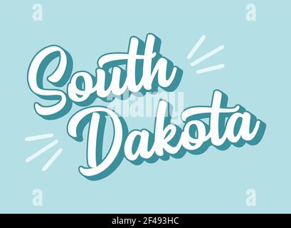 Testo DEL SOUTH DAKOTA disegnato a mano. Vintage 3D, scritta retrò per poster, adesivo, volantino, intestazione, scheda, abbigliamento, usura Illustrazione Vettoriale