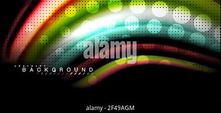 Linee d'onda multicolore su sfondo nero. Linee d'onda multicolore su disegno vettoriale di sfondo nero Illustrazione Vettoriale