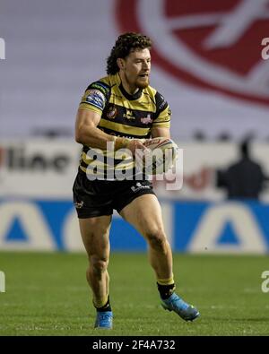 Warrington, Regno Unito. 19 marzo 2021. Blake Wallace (6) di Leigh Centurions con la palla a Warrington, Regno Unito, il 19/3/2021. (Foto di Simon Whitehead/News Images/Sipa USA) Credit: Sipa USA/Alamy Live News Foto Stock