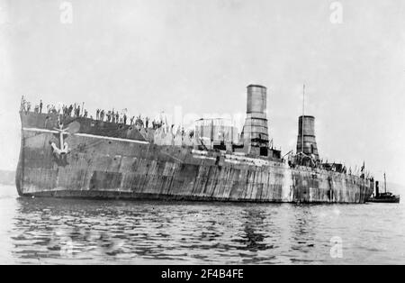 Corazzata italiana Andrea Doria che servì nella prima e seconda guerra mondiale ca. 1910-1915 Foto Stock