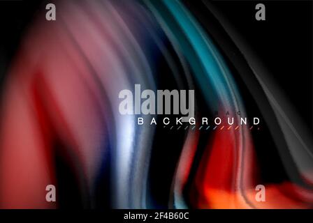 Design a colori liquidi fluidi, sfondo colorato in marmo o plastica a trama ondulata, brillanti elementi multicolori su nero, per presentazioni aziendali o tecnologiche o per il disegno di copertine di brochure web, carta da parati. Fluido liquido colori brillanti design, marmo colorato o plastica sfondo ondulato, incandescente multicolore elementi su nero, per la presentazione di affari o tecnologia o web brochure copertina disegno, carta da parati, illustrazione vettoriale Illustrazione Vettoriale