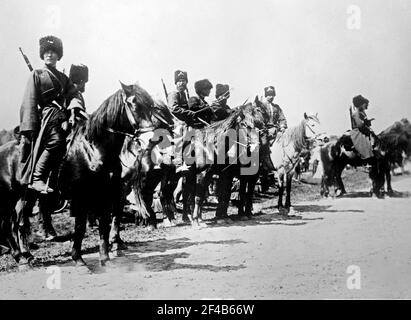 cosacchi russi durante la guerra mondiale i ca. 1914-1915 Foto Stock