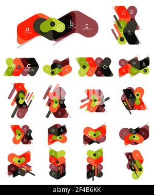 Raccolta di diagrammi infografici geometrici a disegno piatto, adesivi o etichette vettoriali a forma di freccia, cartellini di prezzo, badge promozionali, design di icone, layout di stile cartaceo per la visualizzazione grafica dei dati opzionali passo per passo, per presentazioni aziendali o web. Raccolta di diagrammi infografici geometrici a disegno piatto, adesivi o etichette vettoriali a forma di freccia, cartellini di prezzo, badge promozionali, design di icone, layout di stile cartaceo per visualizzazione grafica dei dati opzionali passo per passo, per presentazioni aziendali o Web, pulsanti di app o interfaccia, negozio di siti Web Illustrazione Vettoriale