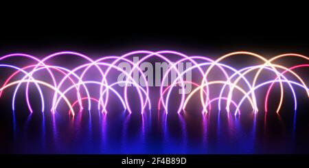 Abstract panorama digitale con flusso di linee di energia Foto Stock