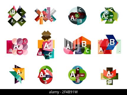Set di banner infografici geometrici, informazioni su carta a b c diagrammi di opzioni creati con forme di colore. Set di banner infografici geometrici, informazioni su carta a b c diagrammi di opzioni creati con forme di colore. Illustrazione vettoriale Illustrazione Vettoriale