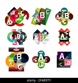 Raccolta di infografiche geometriche cartacee, opzioni di processo b c, layout di presentazione. Raccolta di infografiche geometriche cartacee, opzioni di processo b c, layout di presentazione. Illustrazione vettoriale Illustrazione Vettoriale