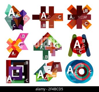 Set di banner infografici geometrici, informazioni su carta a b c diagrammi di opzioni creati con forme di colore. Set di banner infografici geometrici, informazioni su carta a b c diagrammi di opzioni creati con forme di colore. Illustrazione vettoriale Illustrazione Vettoriale