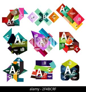 Set di banner infografici geometrici, informazioni su carta a b c diagrammi di opzioni creati con forme di colore. Set di banner infografici geometrici, informazioni su carta a b c diagrammi di opzioni creati con forme di colore. Illustrazione vettoriale Illustrazione Vettoriale