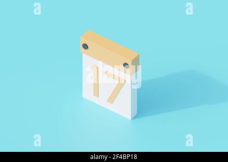 calendario singolo oggetto isolato. illustrazione del rendering 3d con vista isometrica Foto Stock