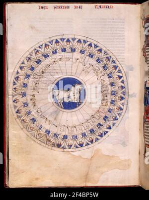 TAURO - LAPIDARIO DEL DIARIO DE MARIA - 1253 - MANUSCRITO HI 15. Autore: Alfonso X di Castiglia. LOCALITÀ: MONASTERIO-BIBLIOTECA-COLECCION. SAN LORENZO DEL ESCORIAL. MADRID. SPAGNA. Foto Stock