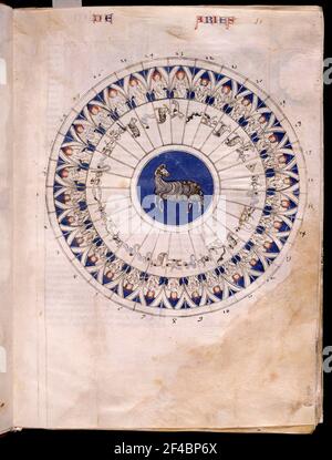 ARIES - LAPIDARIO DEL DIARIO DE MARIA - 1253 - MANUSCRITO HI 15. Autore: Alfonso X di Castiglia. LOCALITÀ: MONASTERIO-BIBLIOTECA-COLECCION. SAN LORENZO DEL ESCORIAL. MADRID. SPAGNA. Foto Stock