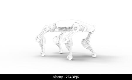 Rendering 3D di uno schizzo animale robot come stile isolato su sfondo bianco Foto Stock