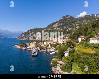 Veduta aerea di Varenna, Lago di Como, Italia Foto Stock