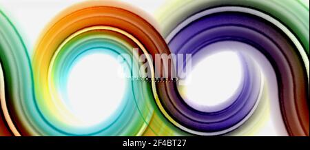 Rainbow Fluid color line abstract background - vortice e cerchi, colori liquidi ritorti, marmo colorato o plastica ondulato sfondo texture, modello multicolore per la presentazione di affari o tecnologia o web brochure layout di copertina, carta da parati. Rainbow Fluid color line abstract background - vortice e cerchi, colori liquidi ritorti, marmo colorato o plastica ondulato sfondo texture, modello multicolore per la presentazione di affari o tecnologia o web brochure layout di copertina, carta da parati. Illustrazione vettoriale Illustrazione Vettoriale