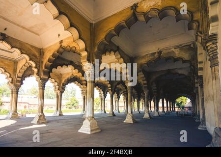 Agra Fort Diwan Io sono, Hall of Public Audience, ad agra, india Foto Stock