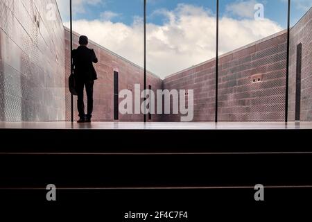 Un visitatore scatta una foto a San Francisco, il museo d'arte De Young della California nel Golden Gate Park Foto Stock