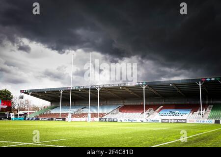 Twickenham Stoop, Londra, Regno Unito. 20 Marzo 2021. Rugby, Harlequins e Gloucester, premiership inglese; cieli pre-giocabili allo Stoop, sede di Harlequins, Harlequins Credit: Action Plus Sports/Alamy Live News Foto Stock