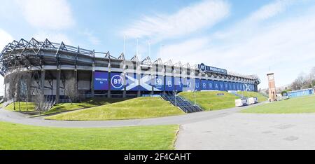 BT Murrayfield Stadium, Edinburgh.Scotland, Regno Unito. 19 marzo 21. Guinness Six Nations Match vs Italia . Credit: eric mcowat/Alamy Live News Foto Stock