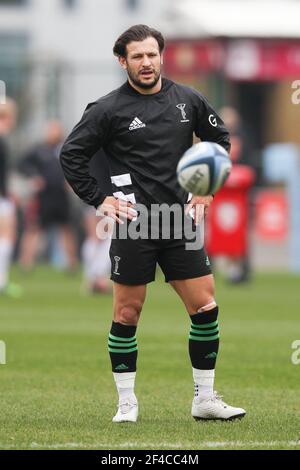 Twickenham, Regno Unito. 20 Marzo 2021. Danny Care of Harlequins si riscalda durante la partita di rugby della Gallagher Premiership tra Harlequins e Gloucester al Twickenham Stadium di Twickenham, Regno Unito, il 20 marzo 2021. Foto di Ken Sparks. Solo per uso editoriale, è richiesta una licenza per uso commerciale. Nessun utilizzo nelle scommesse, nei giochi o nelle pubblicazioni di un singolo club/campionato/giocatore. Credit: UK Sports Pics Ltd/Alamy Live News Foto Stock