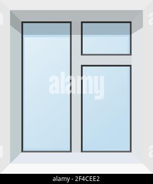 Illustrazione vettoriale di finestre astratte in plastica moderna. Immagine realistica del riquadro isolato su sfondo bianco. Illustrazione Vettoriale