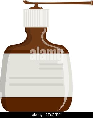 Disegno cartoon di una semplice bottiglia di plastica con spray. Farmaco medico per il trattamento della gola. Illustrazione vettoriale cartoon Illustrazione Vettoriale