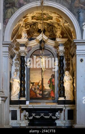 Venezia. Italia. Chiesa di San Sebastiano, Crocifissione, 1581, dipinto di Paolo Veronese (1528-1588). Foto Stock