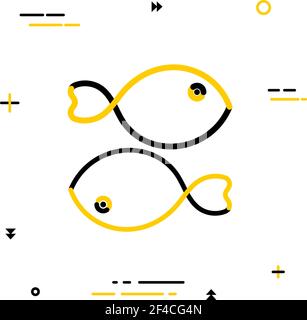 Coppia di pesci, un pittogramma astrologico in stile lineare. Icona colore lineare. Isolato su sfondo bianco. Illustrazione vettoriale. Illustrazione Vettoriale