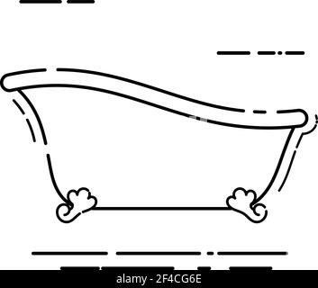 Astratto semplice icona del bagno nero su sfondo bianco. Stile lineare. Illustrazione vettoriale Illustrazione Vettoriale