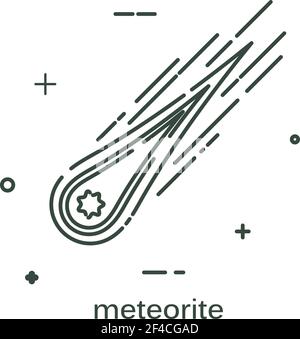 Semplice icona piatta di un meteorite su sfondo bianco. Stile lineare. Simbolo di un meteorite. Fenomeno atmosferico. Illustrazione vettoriale Illustrazione Vettoriale