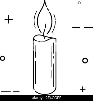 Nero astratto semplice icona candela su sfondo bianco. Illustrazione vettoriale Illustrazione Vettoriale